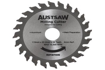 AUSTSAW 115MM ( 4.5IN) 4MM MILLING CUTTER BLADE 22.2MM BORE 24 TEETH